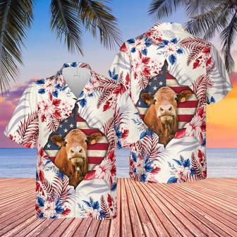 Red Angus Face Hibiscus Flower All Over Printed Hawaiian Shirt | Newhawaiianshirts DE