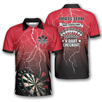 Red Lightning Custom Darts Shirts For Men, Dart Perfection, 9 Dart Checkout Shirt - Monsterry