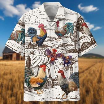 Rooster Farm Hawaiian Shirt, Chicken Hawaiian Aloha Beach Shirts, Rooster Gift | Newhawaiianshirts CA