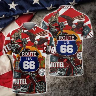 Route Us 66 Full Printed Polo Shirt Biker Outfit - Monsterry DE