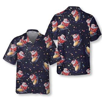 Santa Claus Riding Snowmobile Christmas Hawaiian Shirt, Xmas Hawaiian Shirts | Newhawaiianshirts DE