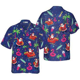 Santa Flamingo Tropical Pattern Hawaiian Shirt, Xmas Hawaiian Shirts | Newhawaiianshirts AU