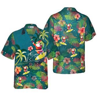 Santa Surfing Tropical Hawaiian Shirt, Xmas Hawaiian Shirts | Newhawaiianshirts CA