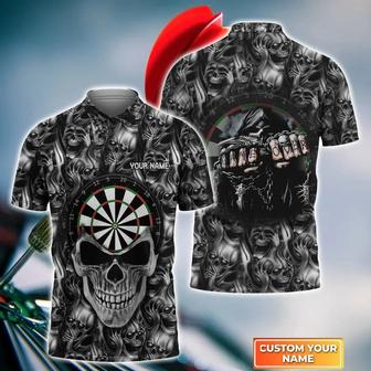 Skull Game Over Dart All Over Printed Polo Shirt, Skull Shirt, Dart Skull Shirt For Men - Monsterry