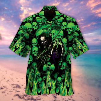 Skull Green The Death Hawaiian Shirt Short Sleeve Halloween Hawaiian Shirts | Newhawaiianshirts UK