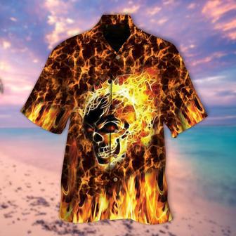 Skull On Fire Hawaiian Shirt For Him Her | Newhawaiianshirts AU