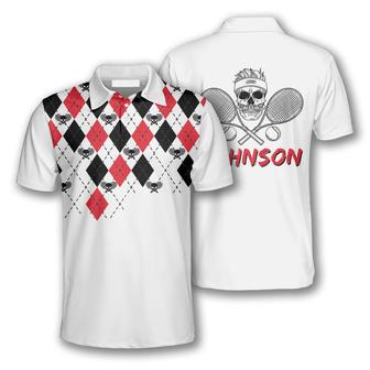 Skull Tennis Racquets Argyle Pattern Custom Tennis Shirts For Men - Monsterry AU