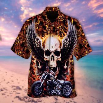 Skulls White Wings Biker Hawaiian Shirts Cute Skulls Lover Hawaiian Shirts | Newhawaiianshirts CA