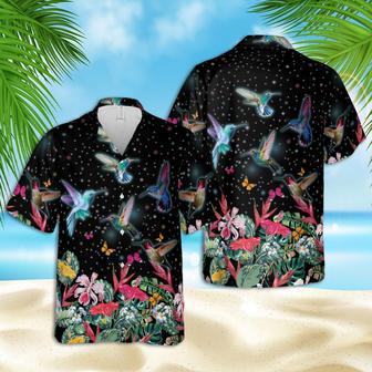 Sparkling Hummingbird In Flower Garden Hawaiian Aloha Shirts | Newhawaiianshirts CA