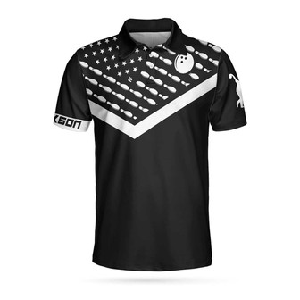 Spear Swear Drink Repeat Bowling Custom Polo Shirt, Personalized Black American Flag Bowling Shirt For Men Coolspod - Monsterry