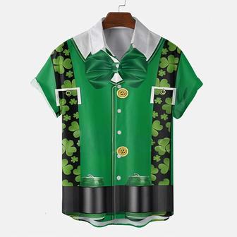 St. Patrick's Day Button Down Shirt, Funky Irish Print Unisex Hawaiian Shirt, Beach Shirts For Her | Newhawaiianshirts UK