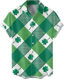 St. Patrick's Day Hawaiian Shirt, Funky Irish Print Button Down Beach Shirts, Gift For Him | Newhawaiianshirts CA