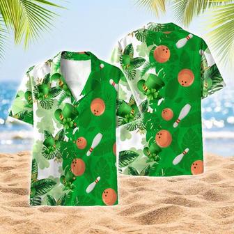 St Patricks Day Hawaiian Shirts With Bowling Floral, Aloha Hawaiian Shirt, Short Sleeve Hawaiian Shirt For Him | Newhawaiianshirts UK