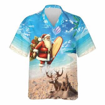 Surfing Santa Hawaiian Shirt , Xmas Hawaiian Shirts | Newhawaiianshirts CA