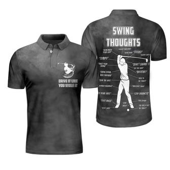 Swing Thoughts Short Sleeve Golf Polo Shirt, Black And Smoke Golfing Shirt, Funny Golf Shirt For Men Coolspod - Monsterry