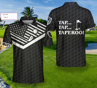 Tap Tap Taperoo Custom Polo Shirt, Personalized Black American Flag Golf Shirt For Men Coolspod - Monsterry