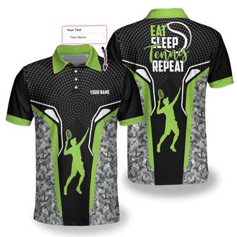Tennis Eat Sleep Tennis Repeat Polo Shirt, Personalized Name All Over Printed Tennis Shirt - Monsterry UK