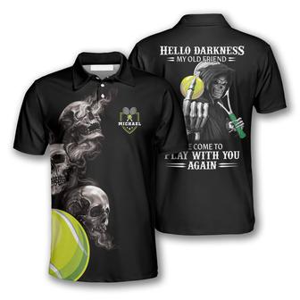 Tennis Hello Darkness My Old Friend Skull Custom Polo Tennis Shirts For Men - Monsterry CA