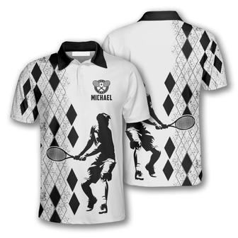 Tennis Silhouette Argyle Pattern Custom Tennis Shirts For Men - Monsterry AU