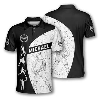 Tennis Silhouettes Black White Version Customized Name All Over Printed Polo Shirt - Monsterry AU