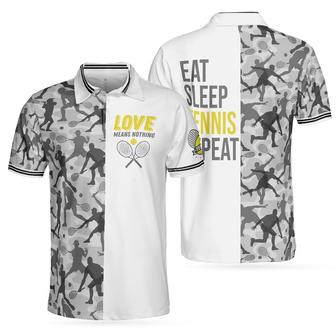 Tennis White Eat Sleep Tennis Repeat All Over Printed Polo Shirt, Gift For Tennis Players - Monsterry UK