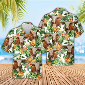 Texas Longhorn Pineapple Pattern Hawaiian Shirt, Farm Hawaiian Shirt, Farmer Hawaii | Newhawaiianshirts UK