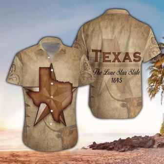 Texas The Lone Star State 1845 Vintage Hawaiian Aloha Shirts | Newhawaiianshirts UK