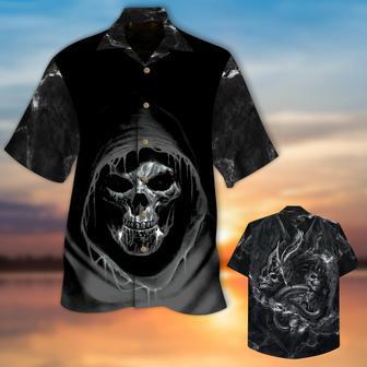 The Reaper Skull Black All Over Printed Hawaiian Shirt | Newhawaiianshirts UK