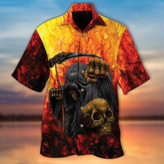 The Reaper Skull Hell All Over Printed Unisex Hawaiian Shirt | Newhawaiianshirts