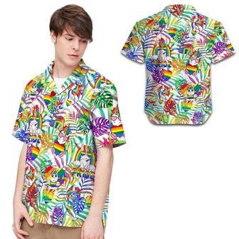 Trans T Shirt, Nice Rainbow Unicorn Tropical Design Hawaiian Shirt | Newhawaiianshirts