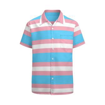 Transgender Pride Flag Lgbt Rainbow Hawaiian Vintage Shirt Mens Button Down Plus Size Tropical Hawaii Beach Shirts | Newhawaiianshirts