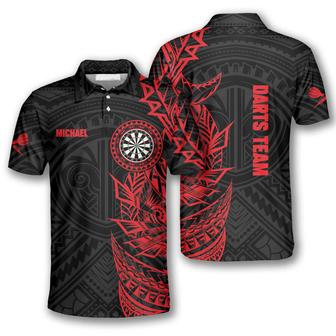 Tribal Tattoo Red Black Custom Darts Shirts For Men, All Over Print Dart Shirt - Monsterry DE