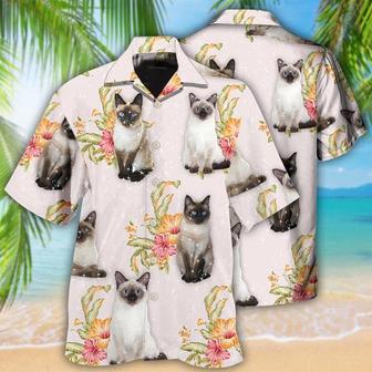 Tropical Floral Siamese Cat Hawaiian Shirt, Summer Vibes With Cool Hawaiian Shirt, Cat Lovers Gift | Newhawaiianshirts CA