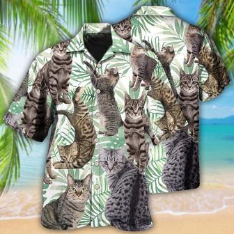 Tropical Leaf Tabby Cat Hawaiian Shirt, Shirt For Cat Lovers, Cat Hawaiian Shirt | Newhawaiianshirts UK