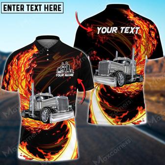 Truck Breath Of Fire Skull Personalized Name Shirt For Truck Driver, Trucking Gift Polo Shirt - Monsterry UK
