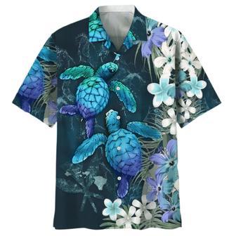 Turtle Flower Hawaiian Shirt, Aloha Beach Shirt For Turtle Lovers, Present To Turtle Lovers | Newhawaiianshirts DE