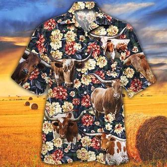 Tx Longhorn Cattle Lovers Green Plaid Pattern Hawaiian Shirt, Unisex Print Aloha Short Sleeve Casual Shirt | Newhawaiianshirts CA