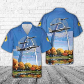 Us Air Force Hawaiian Shirt, Us Air Force Fighter Squadron Mcdonnell Douglas Eagle Over St Louis Gateway Arch Hawaiian Shirt | Newhawaiianshirts UK