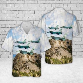 Us Air Force Hawaiian Shirt, Fighter Squadron Lobos From Sioux Falls Agb Over Mount Rushmore South Dakota Hawaiian Shirt | Newhawaiianshirts UK