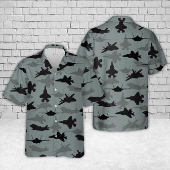 Us Air Force Hawaiian Shirt, Us Air Force Lockheed Martin Lightning Ii Aircraft Silhouettes Hawaiian Shirt | Newhawaiianshirts