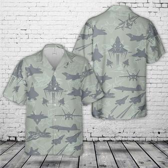 Us Air Force Hawaiian Shirt, Us Air Force Lockheed Martin Raptor Aircraft Silhouettes Hawaiian Shirt | Newhawaiianshirts UK