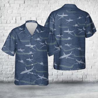 Us Navy Hawaiian Shirt, Us Navy Boeing Poseidon Silhouettes Hawaiian Shirt, Military Hawaiian Shirt | Newhawaiianshirts DE