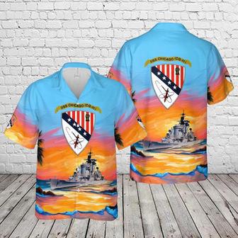 Us Navy Hawaiian Shirt, Us Navy Uss Chicago Hawaiian Shirt, Military Hawaiian Shirt | Newhawaiianshirts CA