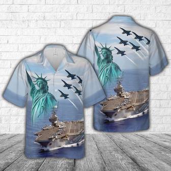 Us Navy Hawaiian Shirt, Us Navy Blue Angels Fly Over Uss Carl Vinson (Cvn 70), Of July Hawaiian Shirt, Military Hawaiian Shirt | Newhawaiianshirts CA