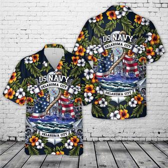 Us Navy Hawaiian Shirt, Us Navy Uss Oklahoma City Hawaiian Shirt, Military Hawaiian Shirt | Newhawaiianshirts CA