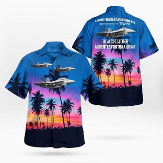 Us Navy Hawaiian Shirt, Us Navy Strike Fighter Squadron 213 Blacklions Super Hornet Hawaiian Shirt | Newhawaiianshirts AU