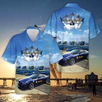 Us Navy Hawaiian Shirt, Us Navy Blue Angels Ford Mustang Gt Hawaiian Shirt, Military Hawaiian Shirt | Newhawaiianshirts UK