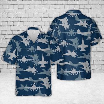 Us Navy Hawaiian Shirt, Us Navy Mcdonnell Douglas Hornet Aircraft Silhouettes Hawaiian Shirt, Military Hawaiian Shirt | Newhawaiianshirts CA