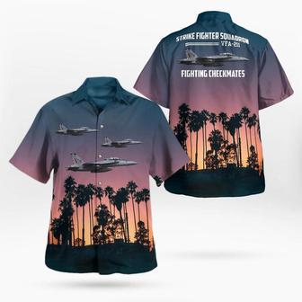 Us Navy Hawaiian Shirt, Us Navy Strike Fighter Squadron 211 Fighting Checkmates Boeing Super Hornet Hawaiian Shirt | Newhawaiianshirts DE