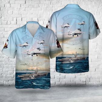 Us Navy Hawaiian Shirt, Us Navy Prowler Of Electronic Attack Squadron 134 And Uss George H. W. Bush (Cvn 77) Hawaiian Shirt | Newhawaiianshirts UK